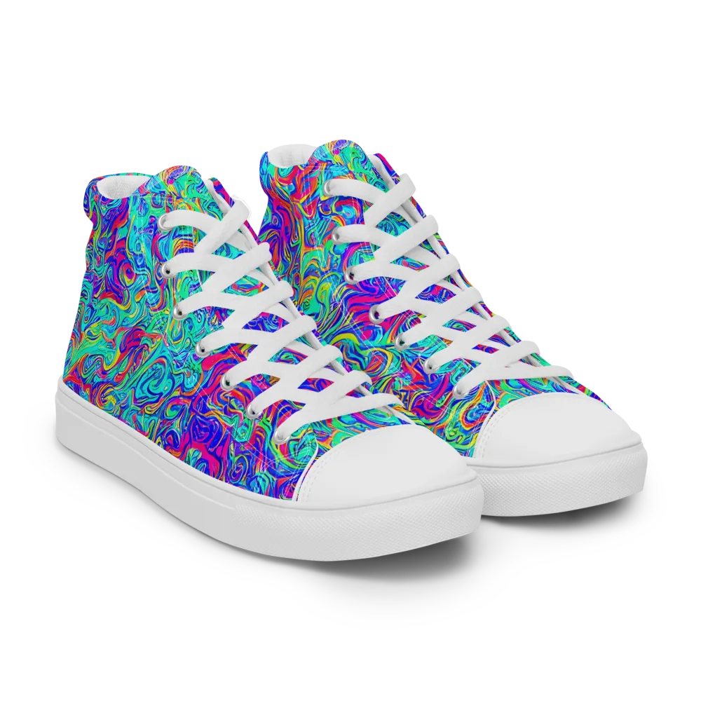 Liquid Pulse on Men's High Top Canvas Shoes — Right Front