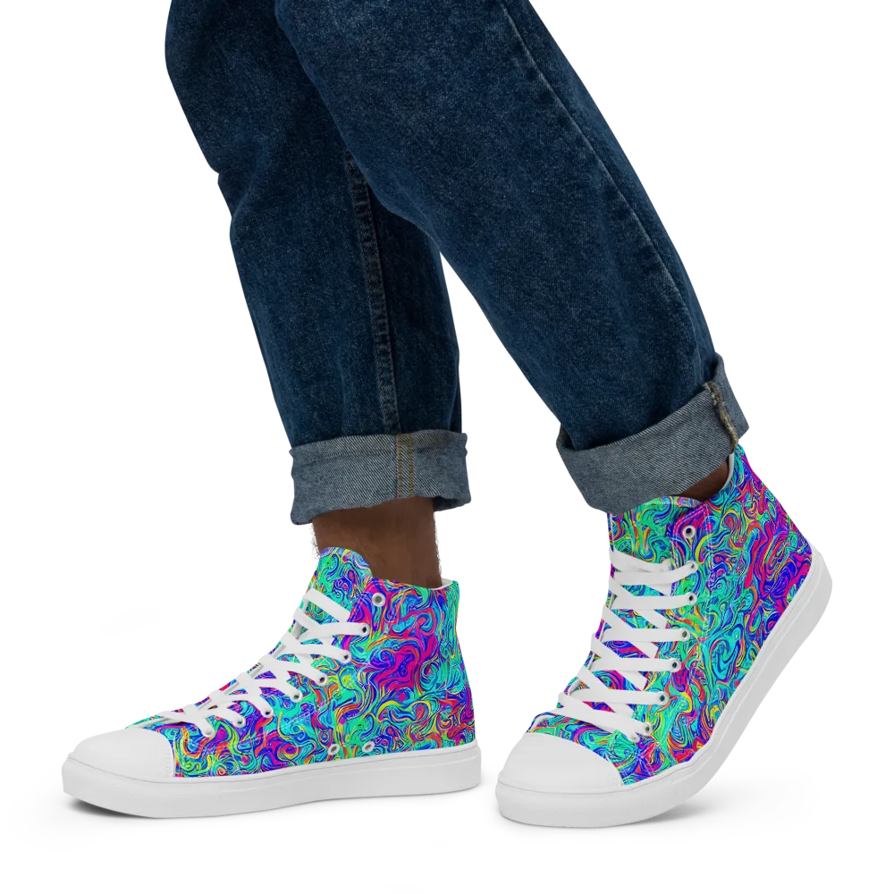 Liquid Pulse on Men's High Top Canvas Shoes — Left