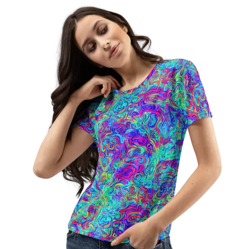 Liquid Pulse on a Women's Crew Neck T-Shirt