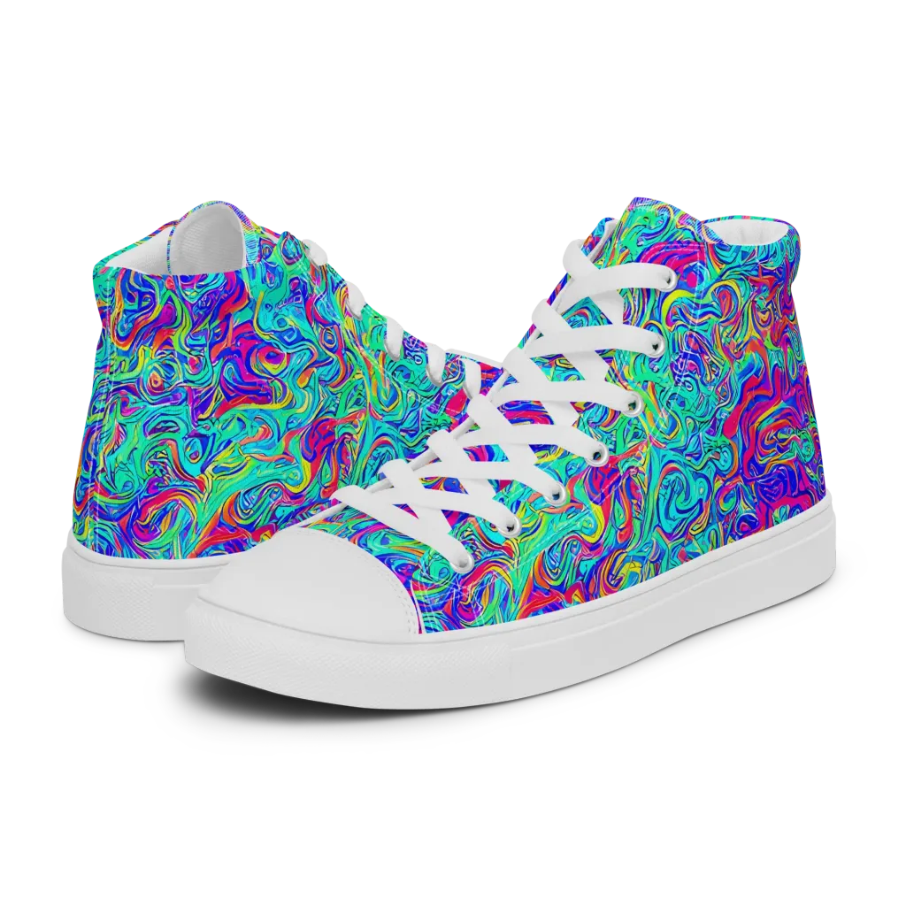 Liquid Pulse on Women's High Top Canvas Shoes — Left