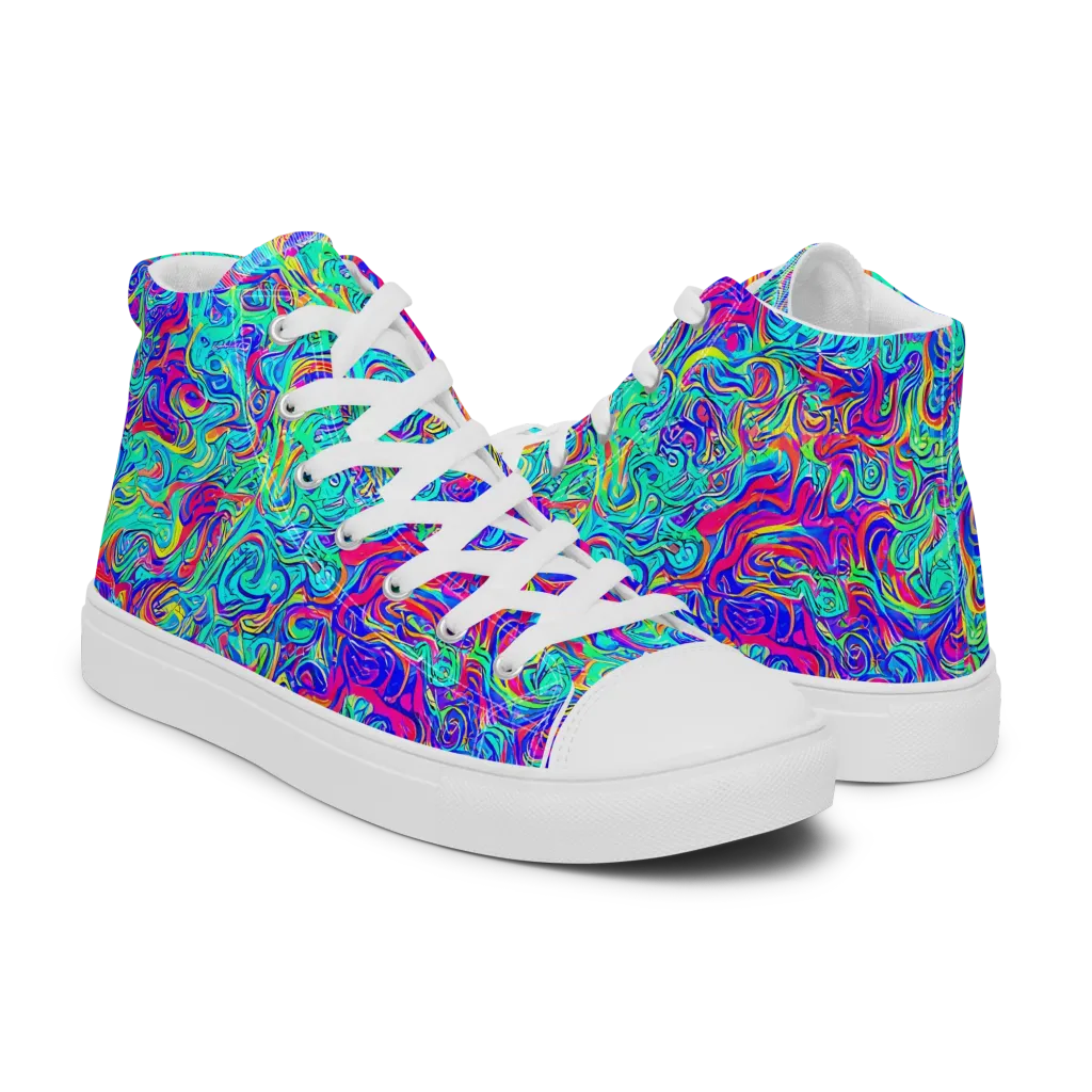 Liquid Pulse on Women's High Top Canvas Shoes — Right