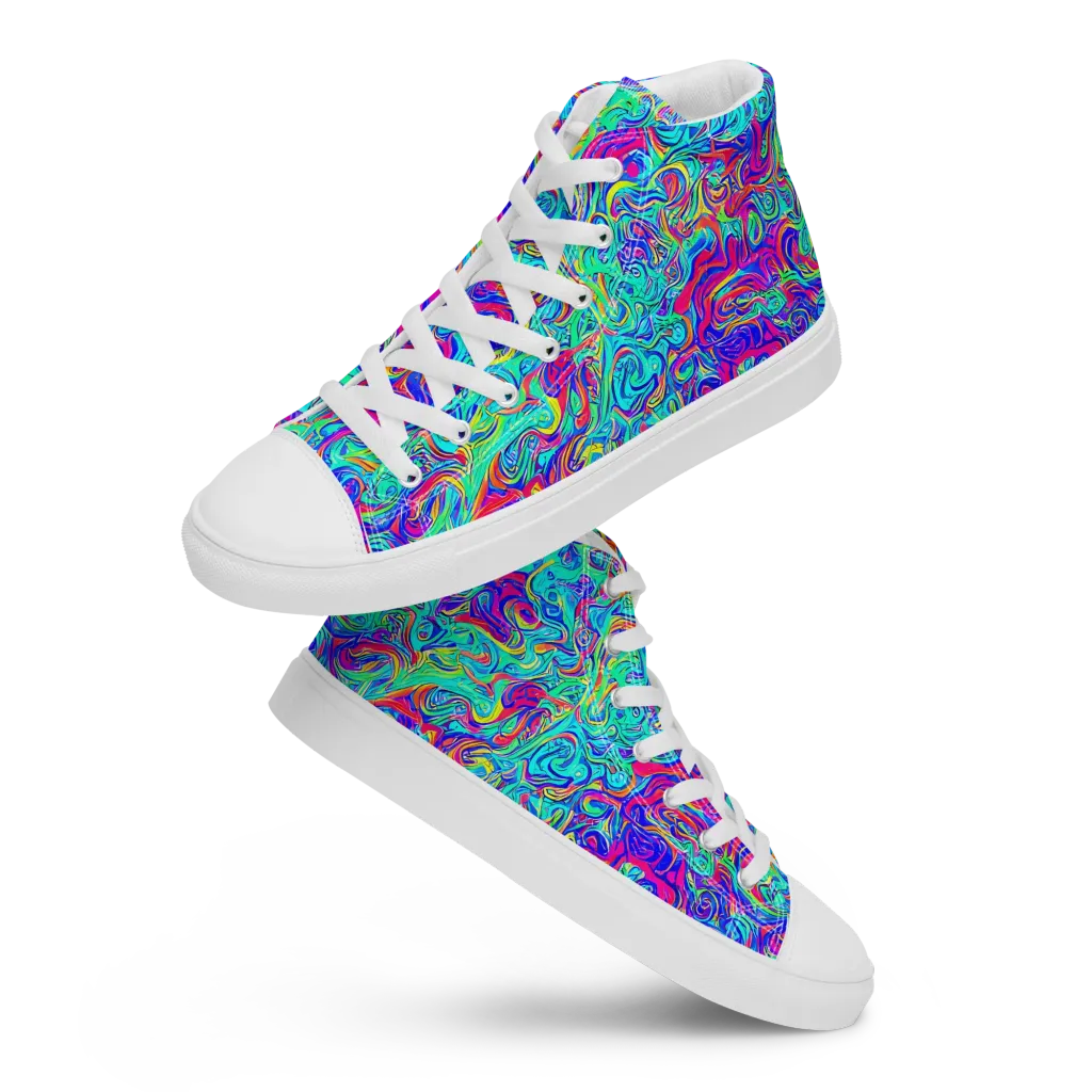 Liquid Pulse on Women's High Top Canvas Shoes — Front
