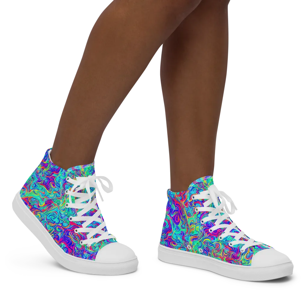 Liquid Pulse on Women's High Top Canvas Shoes — Right