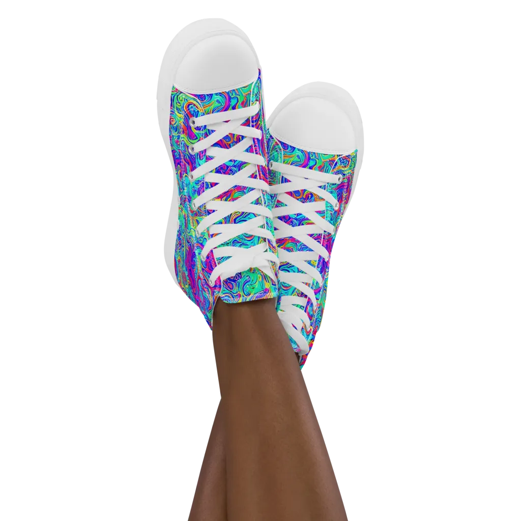 Liquid Pulse on Women's High Top Canvas Shoes — Front