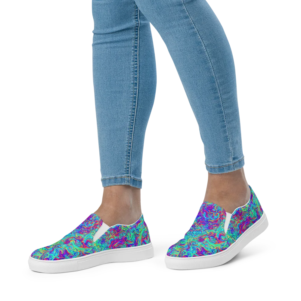 Liquid Pulse on Women's Slip-On Canvas Shoes — Front