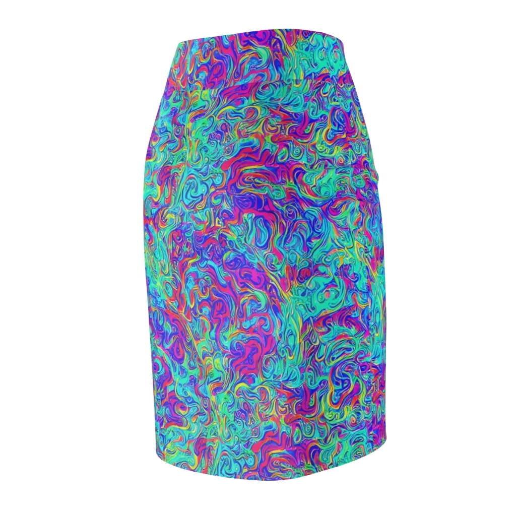 Liquid Pulse on Pencil Skirt — Back Side
