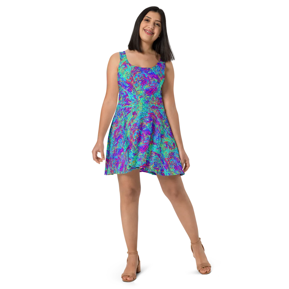 Liquid Pulse on Skater Dress — Front