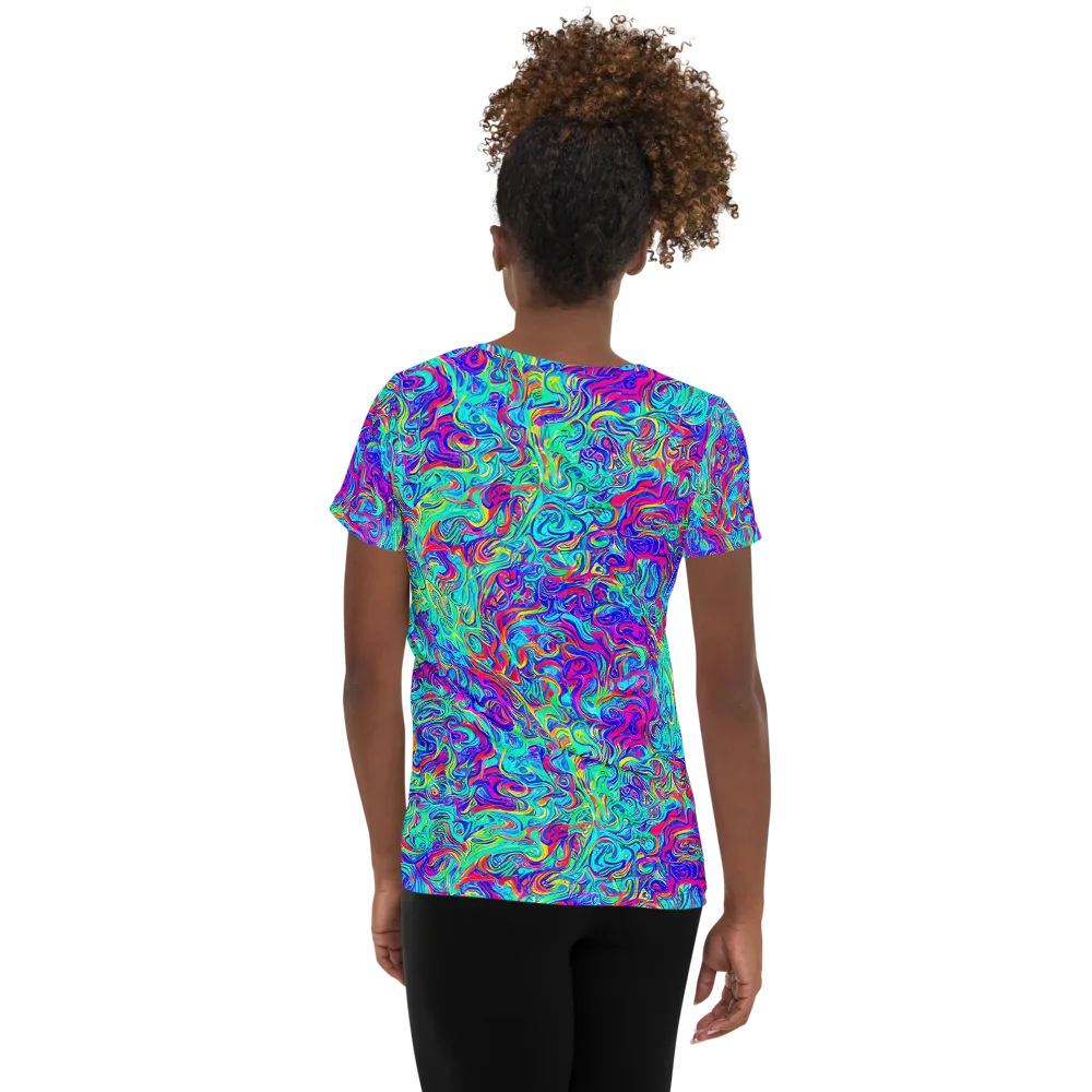 Liquid Pulse on Women's Athletic T-Shirt — Back