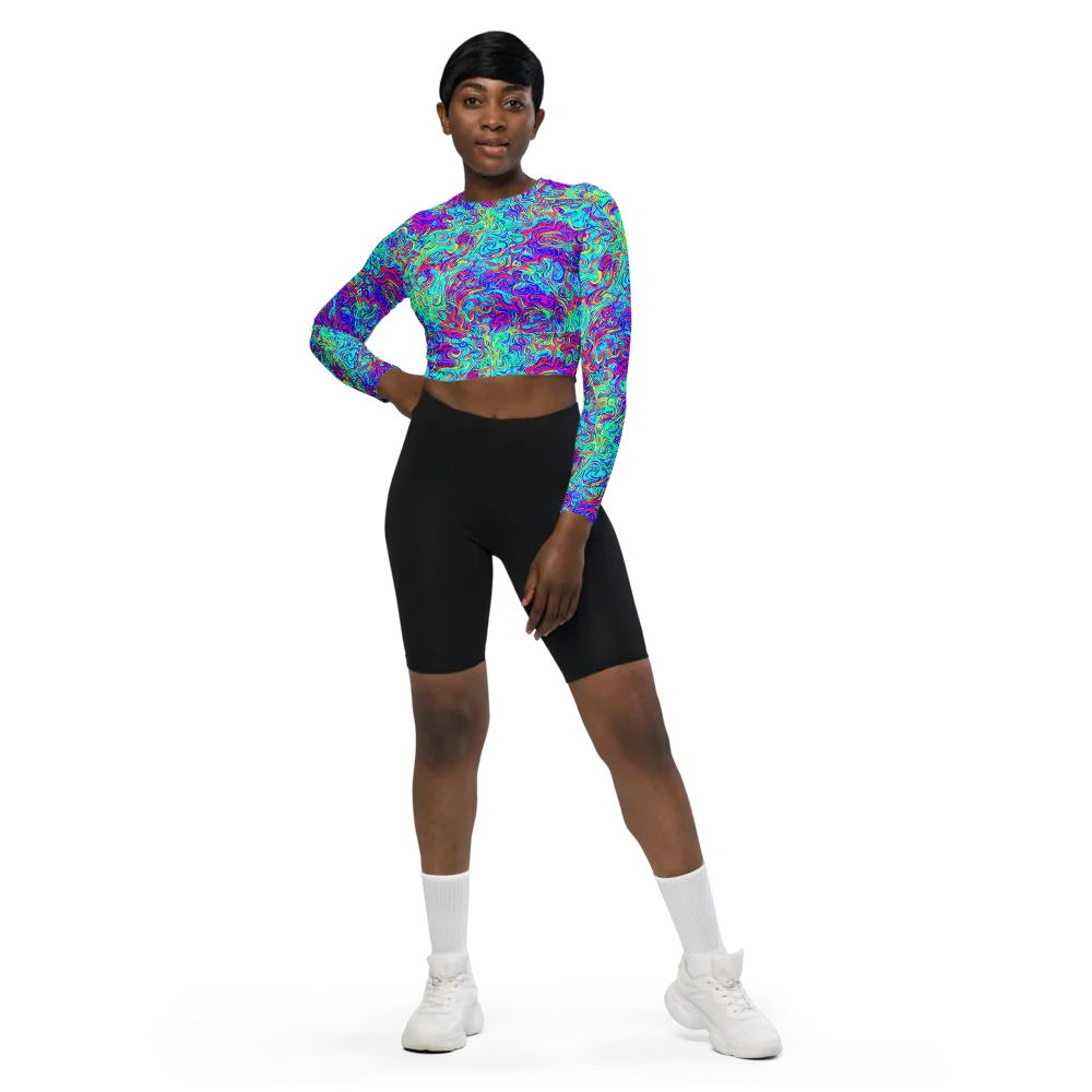 Liquid Pulse on Long Sleeve Crop Top — Front
