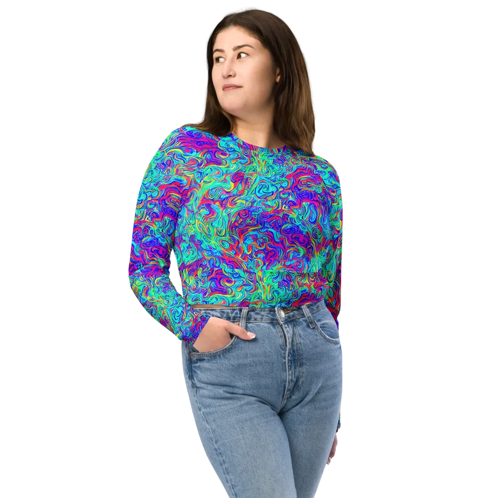 Liquid Pulse on Long Sleeve Crop Top — Front