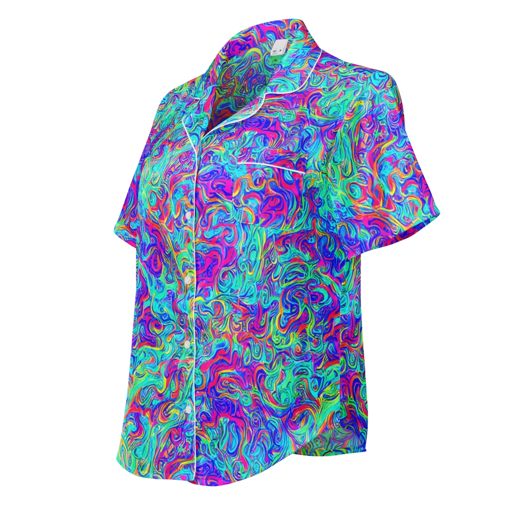 Liquid Pulse on Women's Short Sleeve Pajama Top — Left Front