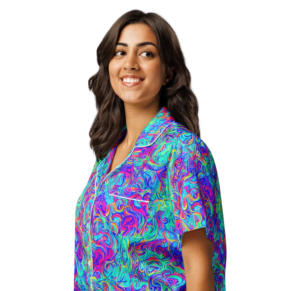 Liquid Pulse on Women's Short Sleeve Pajama Top — Left Front