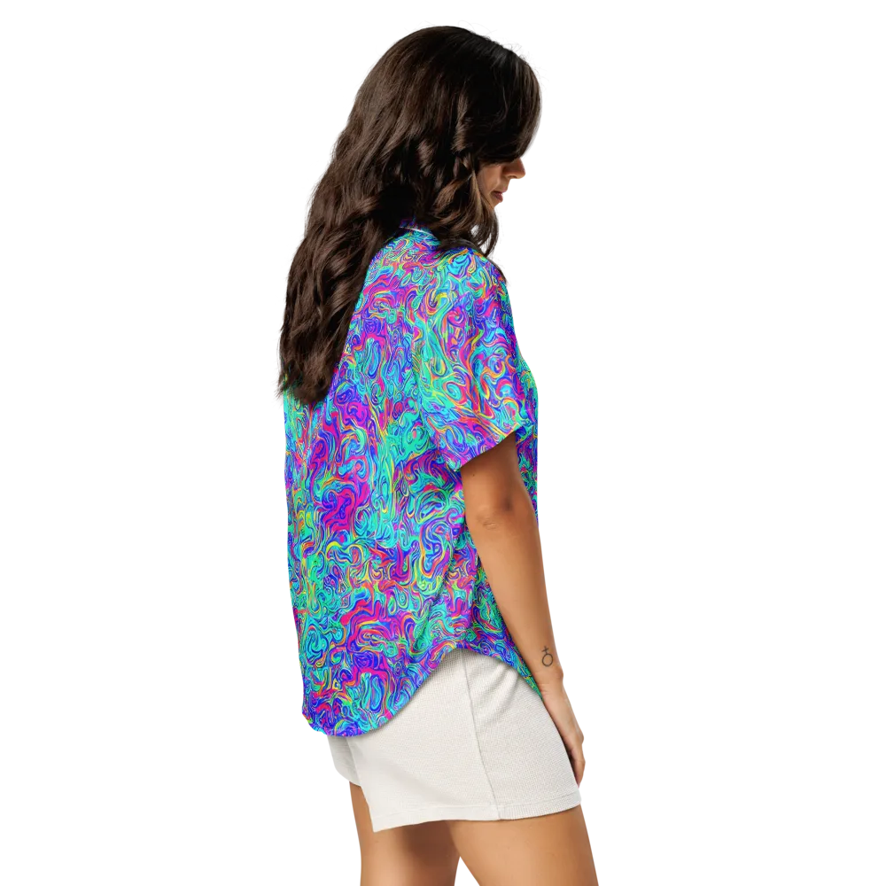 Liquid Pulse on Women's Short Sleeve Pajama Top — Right Back