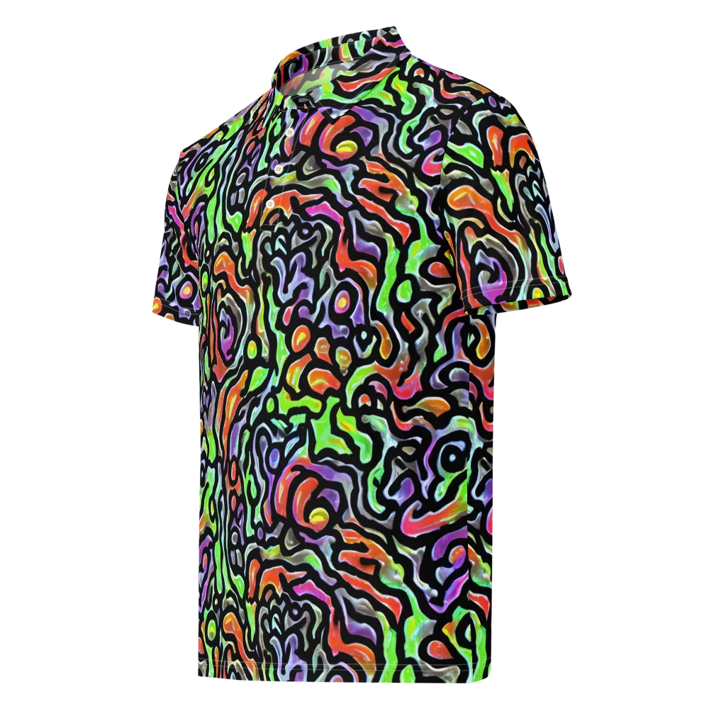 Synthetic Aurora on Men's Slim Fit Polo Shirt — Left Front