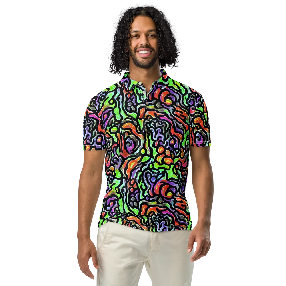 Synthetic Aurora on Men's Slim Fit Polo Shirt — Front