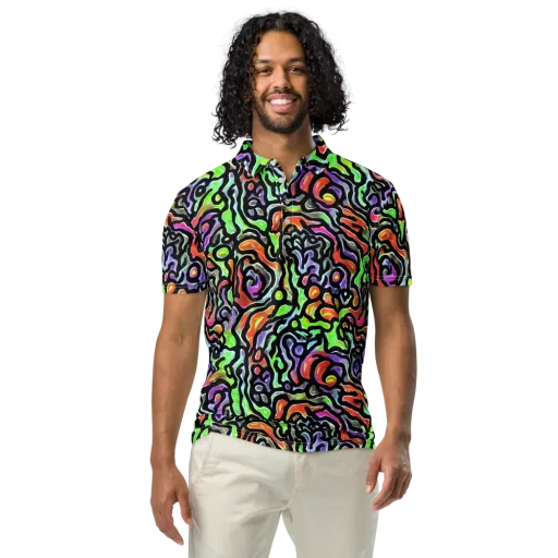 Synthetic Aurora on a Men's Slim Fit Polo Shirt