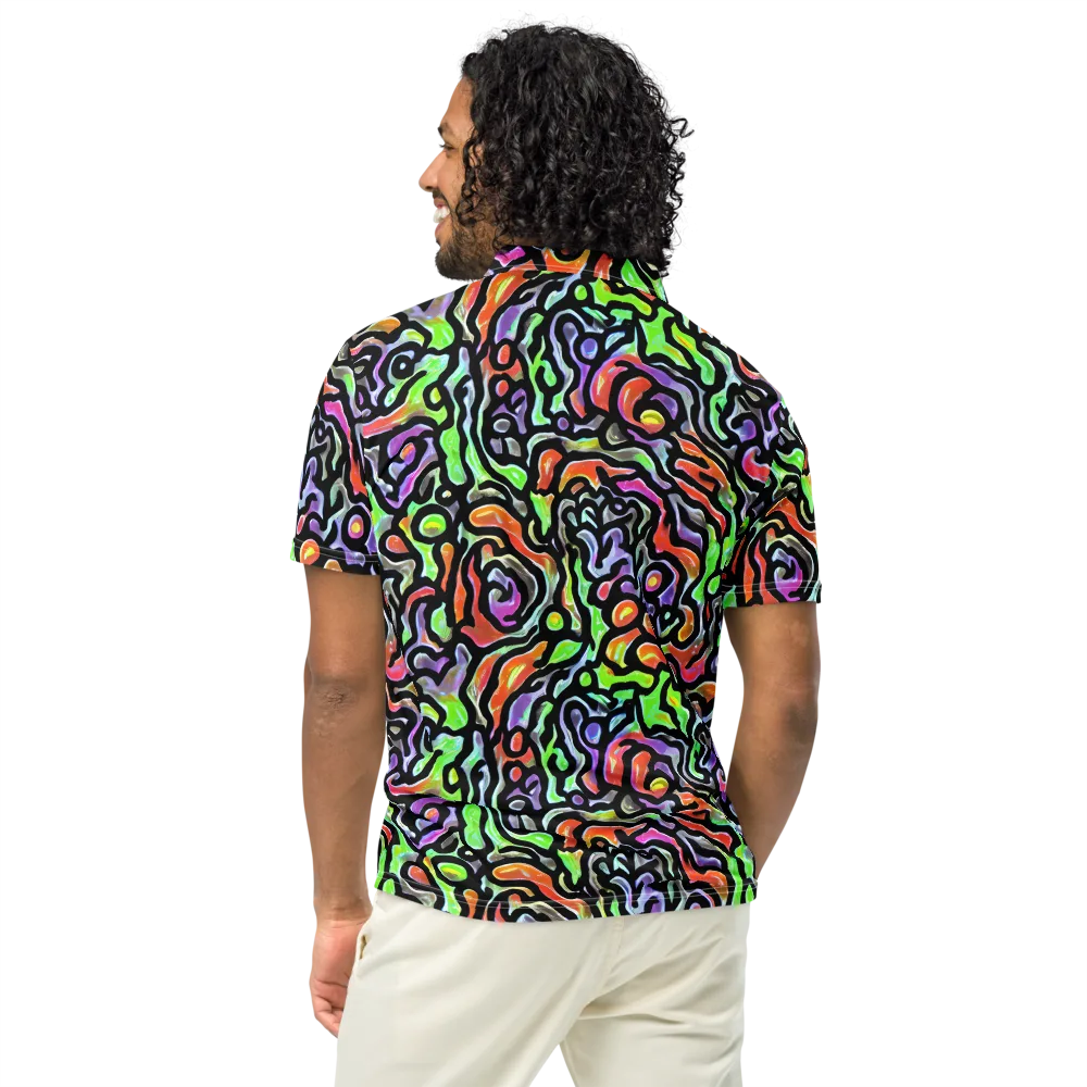 Synthetic Aurora on Men's Slim Fit Polo Shirt — Back