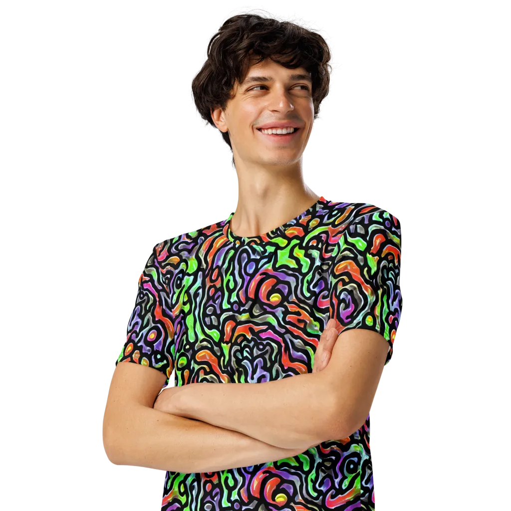 Synthetic Aurora on Men's Crew Neck T-Shirt — Left Front