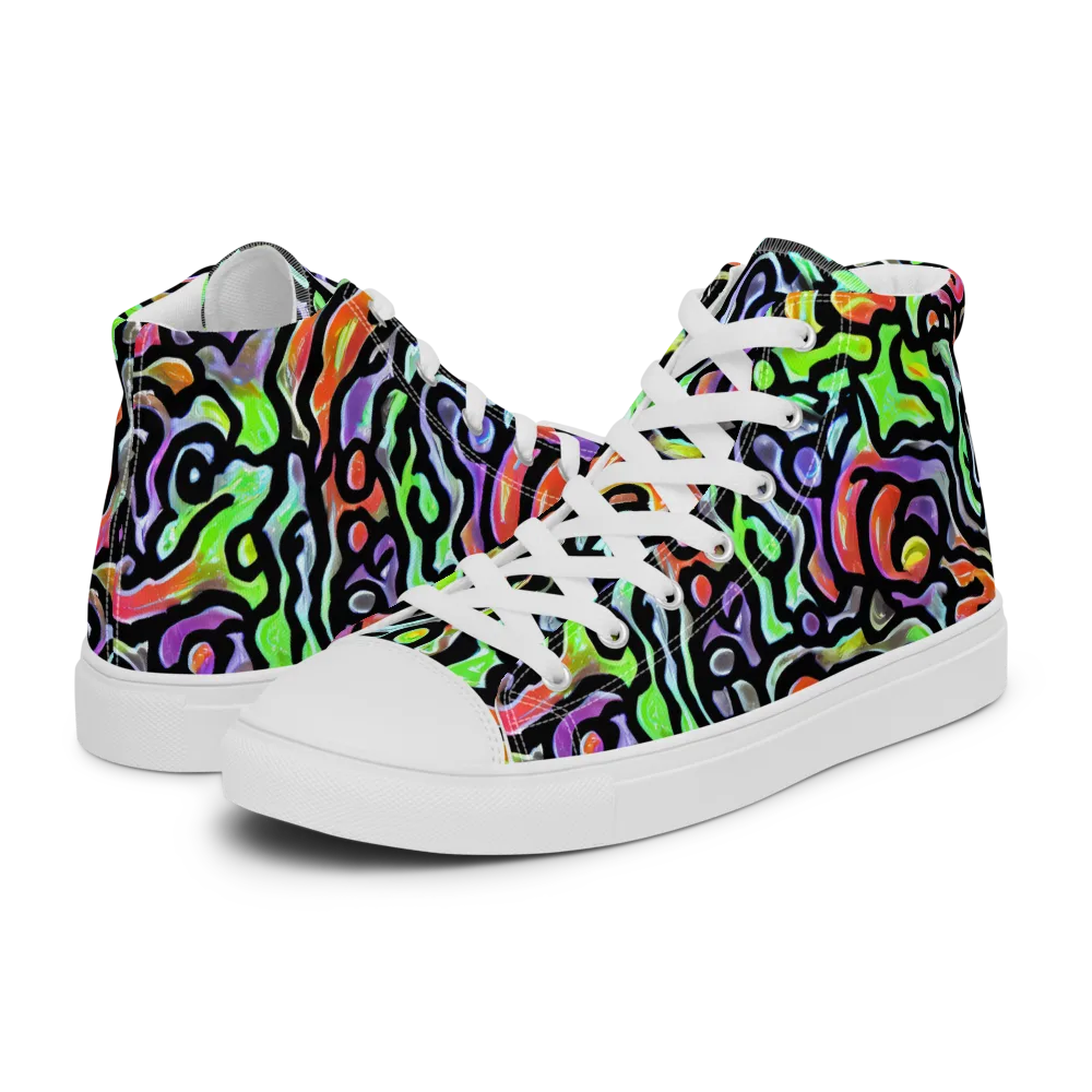Synthetic Aurora on Men's High Top Canvas Shoes — Left