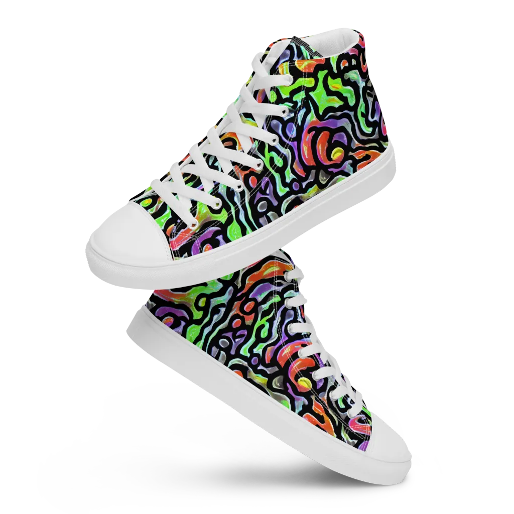 Synthetic Aurora on Women's High Top Canvas Shoes — Front