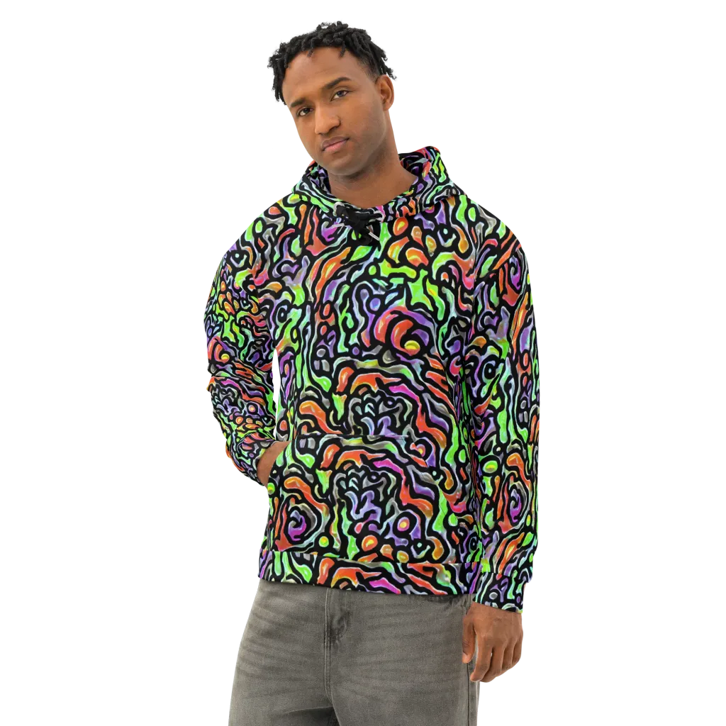 Synthetic Aurora on Cotton Hoodie — Left Front