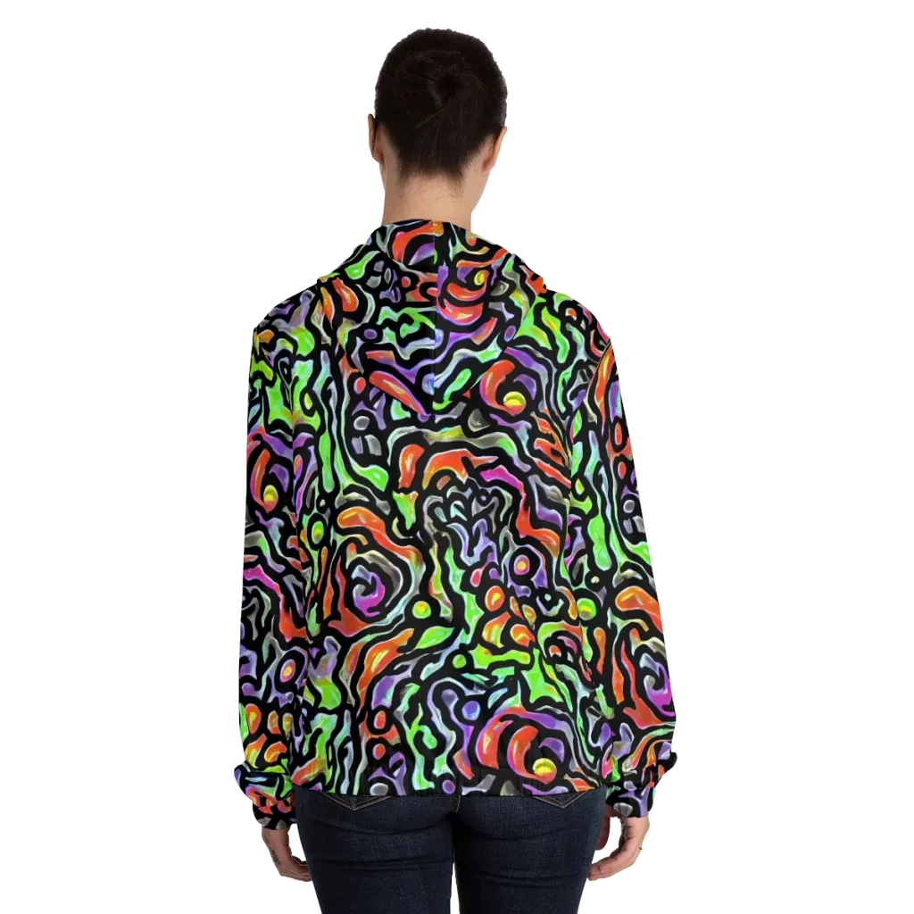 Synthetic Aurora on Women's Full-Zip Hoodie — Back On Person