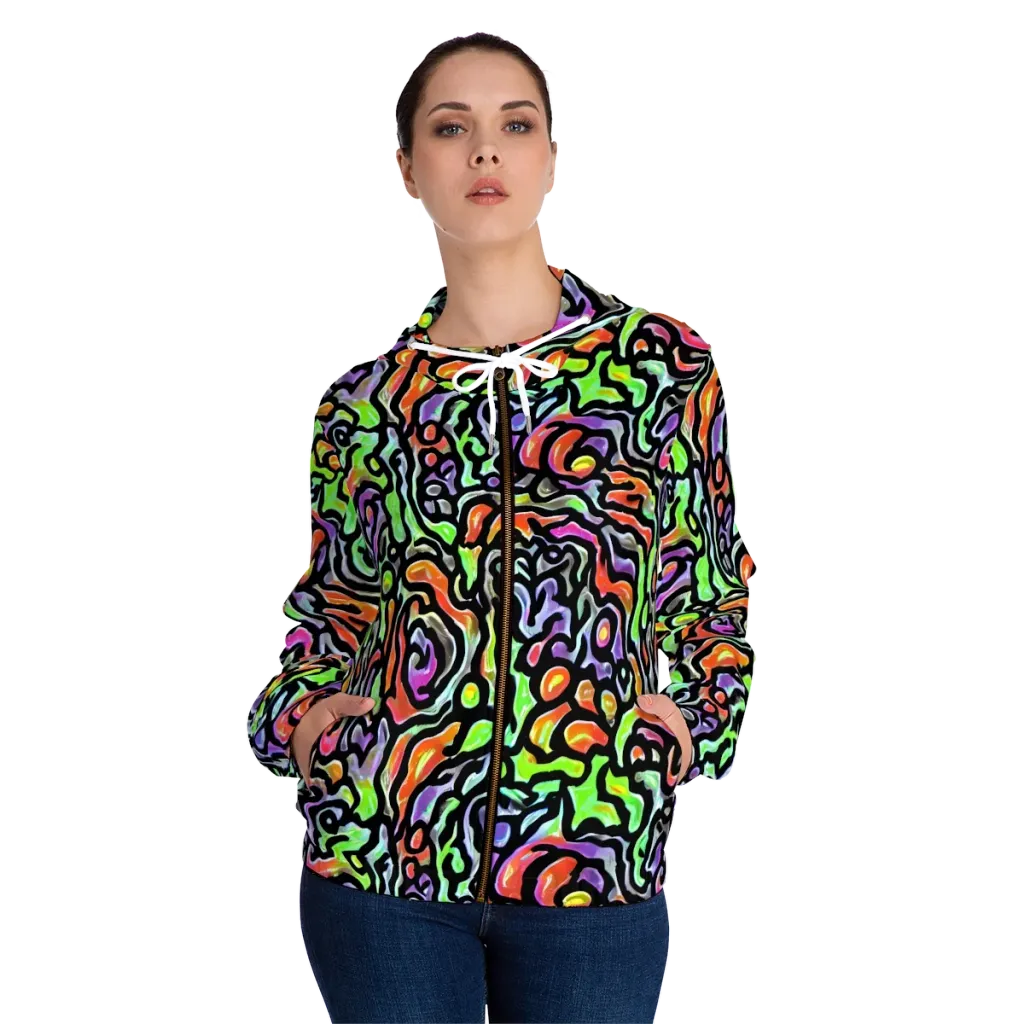 Synthetic Aurora on Women's Full-Zip Hoodie — Front On Person