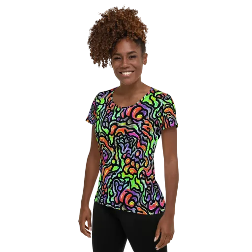 Synthetic Aurora on a Women's Athletic T-Shirt