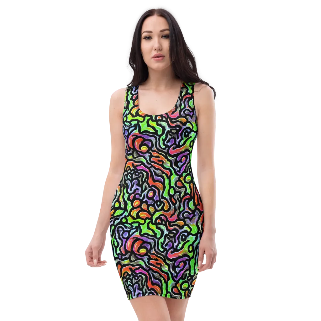 Synthetic Aurora on Bodycon Dress — Front