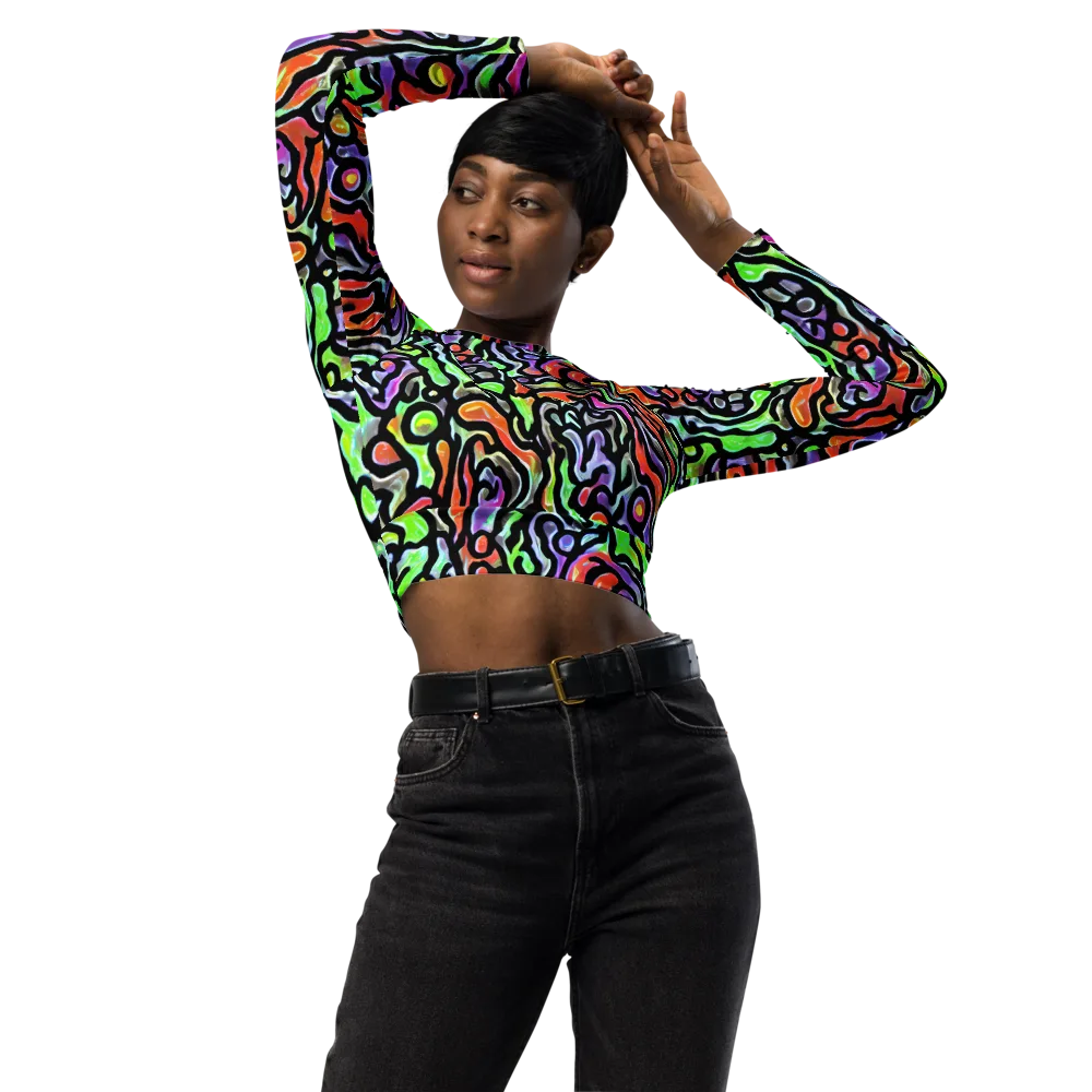 Synthetic Aurora on Long Sleeve Crop Top — Front