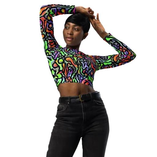 Synthetic Aurora on a Long Sleeve Crop Top