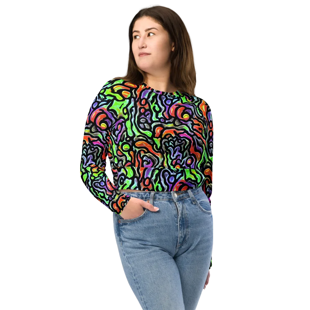 Synthetic Aurora on Long Sleeve Crop Top — Front