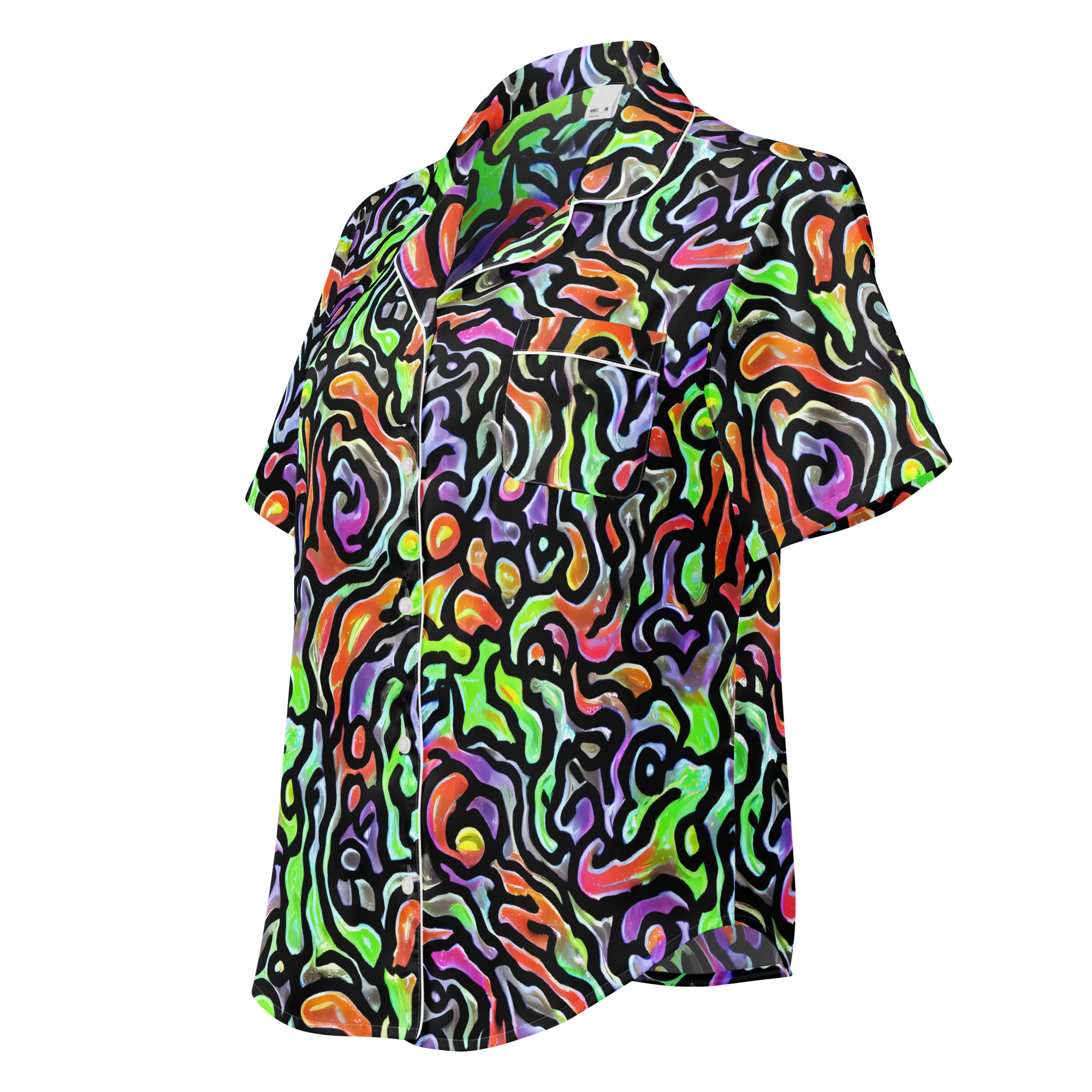 Synthetic Aurora on Women's Short Sleeve Pajama Top — Left Front