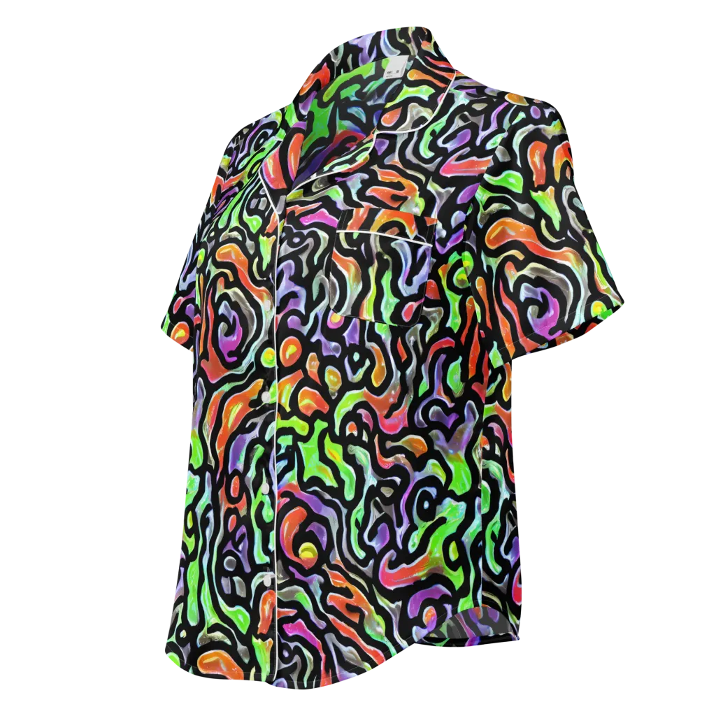 Synthetic Aurora on Women's Short Sleeve Pajama Top — Left Front