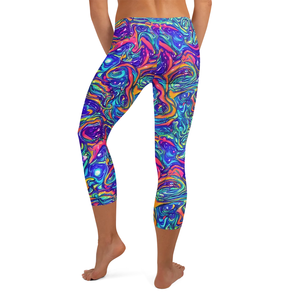 Plasma Paisley on Capri Leggings — Back