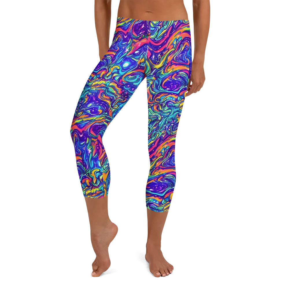 Plasma Paisley on Capri Leggings — Front