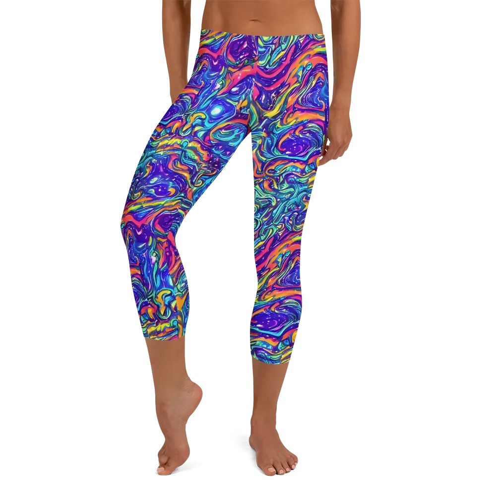 Plasma Paisley on Capri Leggings — Front