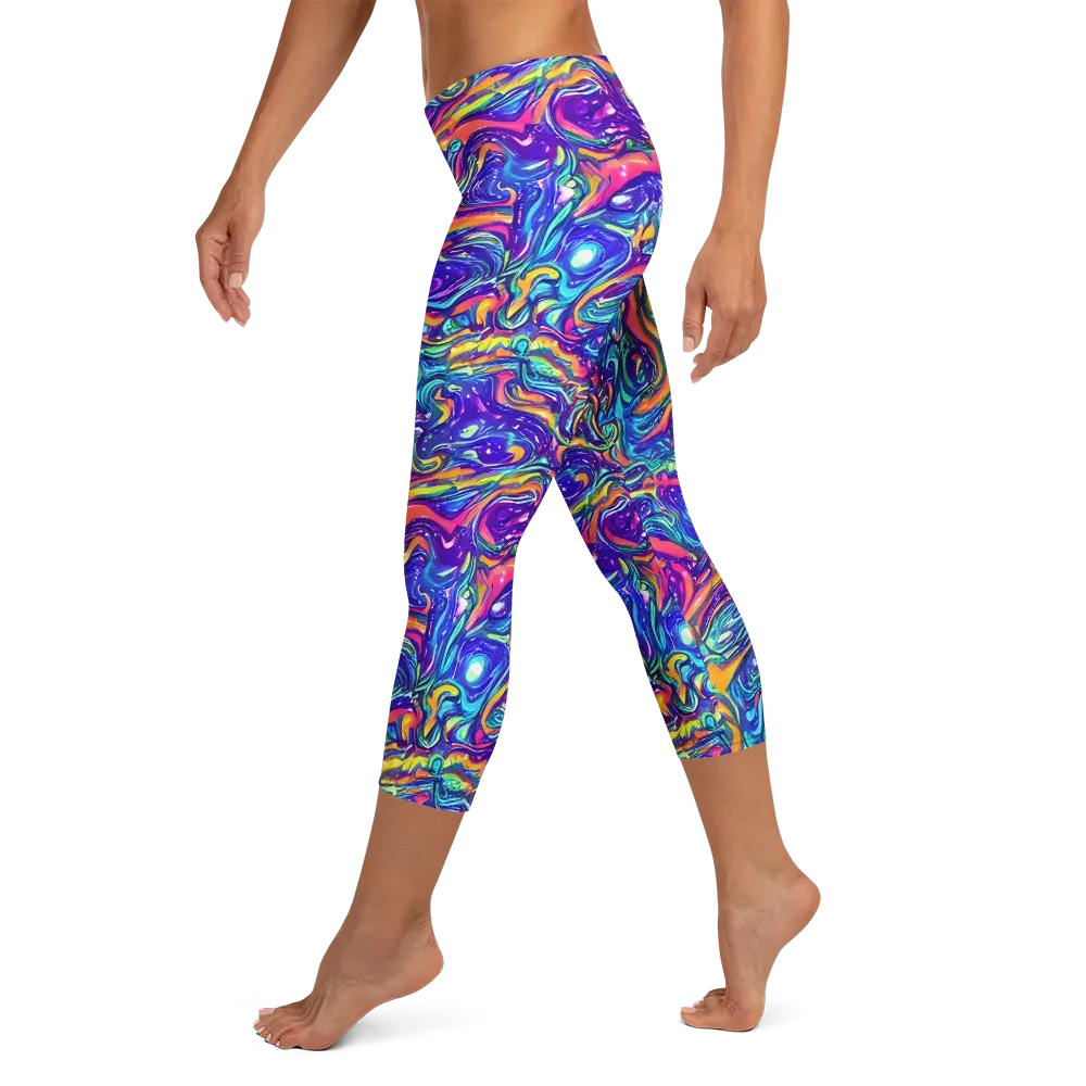 Plasma Paisley on Capri Leggings — Left