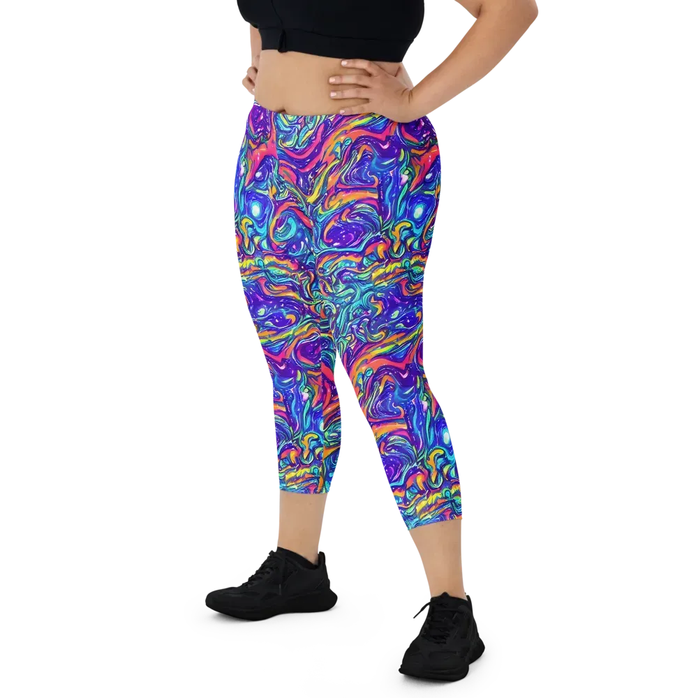 Plasma Paisley on Capri Leggings — Front