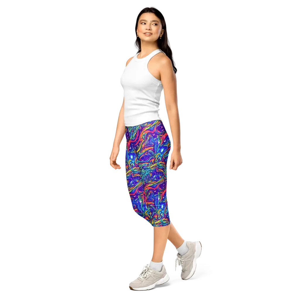 Plasma Paisley on Capri Leggings — Left Front