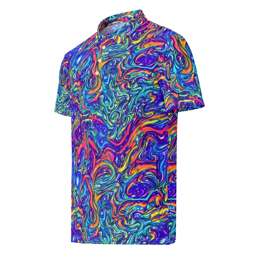 Plasma Paisley on Men's Slim Fit Polo Shirt — Left Front