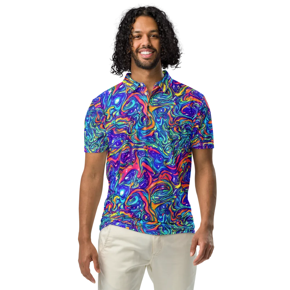 Plasma Paisley on Men's Slim Fit Polo Shirt — Front