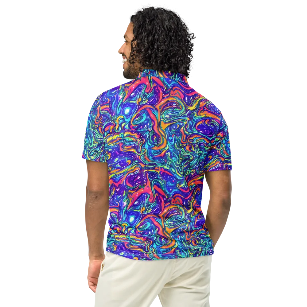 Plasma Paisley on Men's Slim Fit Polo Shirt — Back