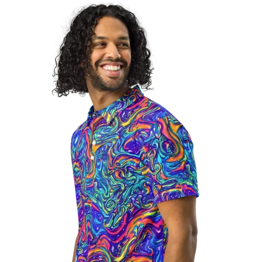 Plasma Paisley on a Men's Slim Fit Polo Shirt