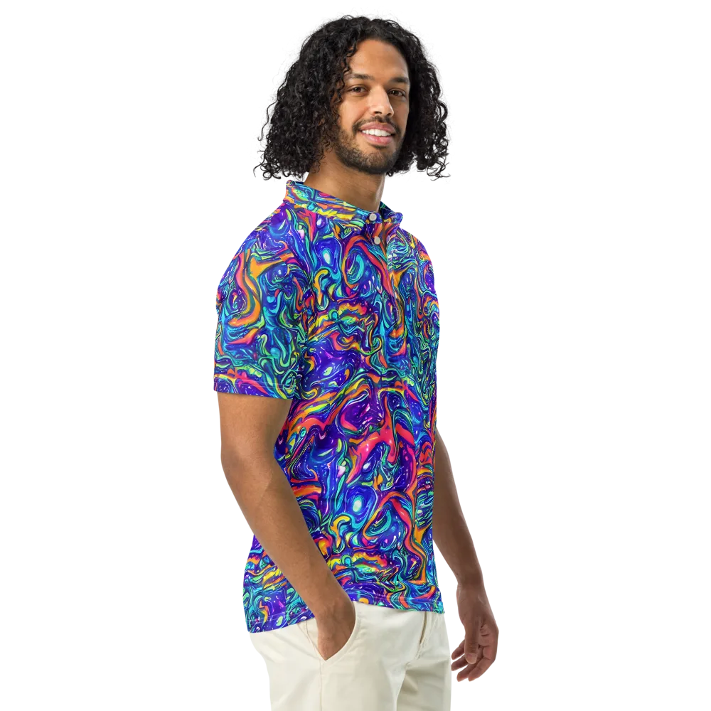Plasma Paisley on Men's Slim Fit Polo Shirt — Right Front