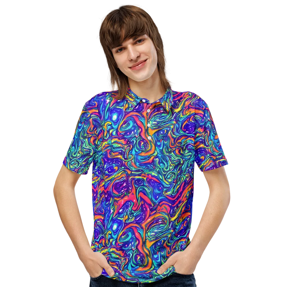 Plasma Paisley on Men's Slim Fit Polo Shirt — Front