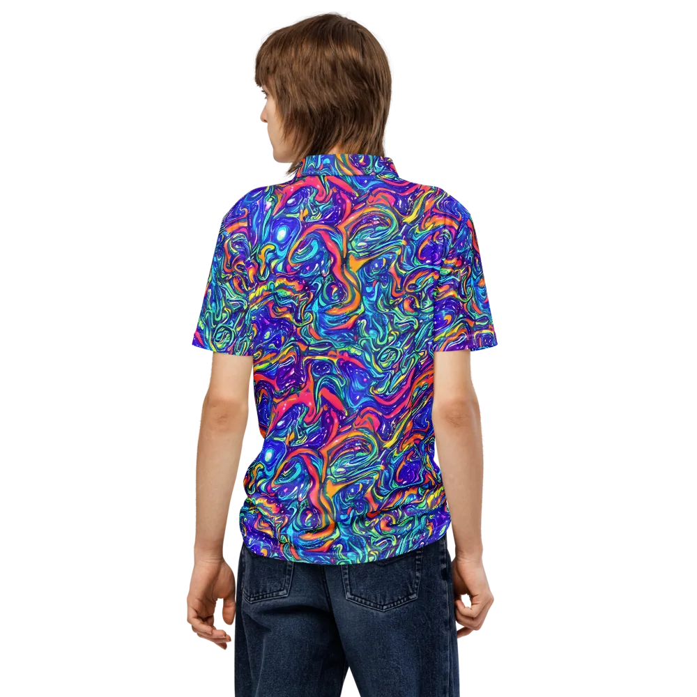 Plasma Paisley on Men's Slim Fit Polo Shirt — Back