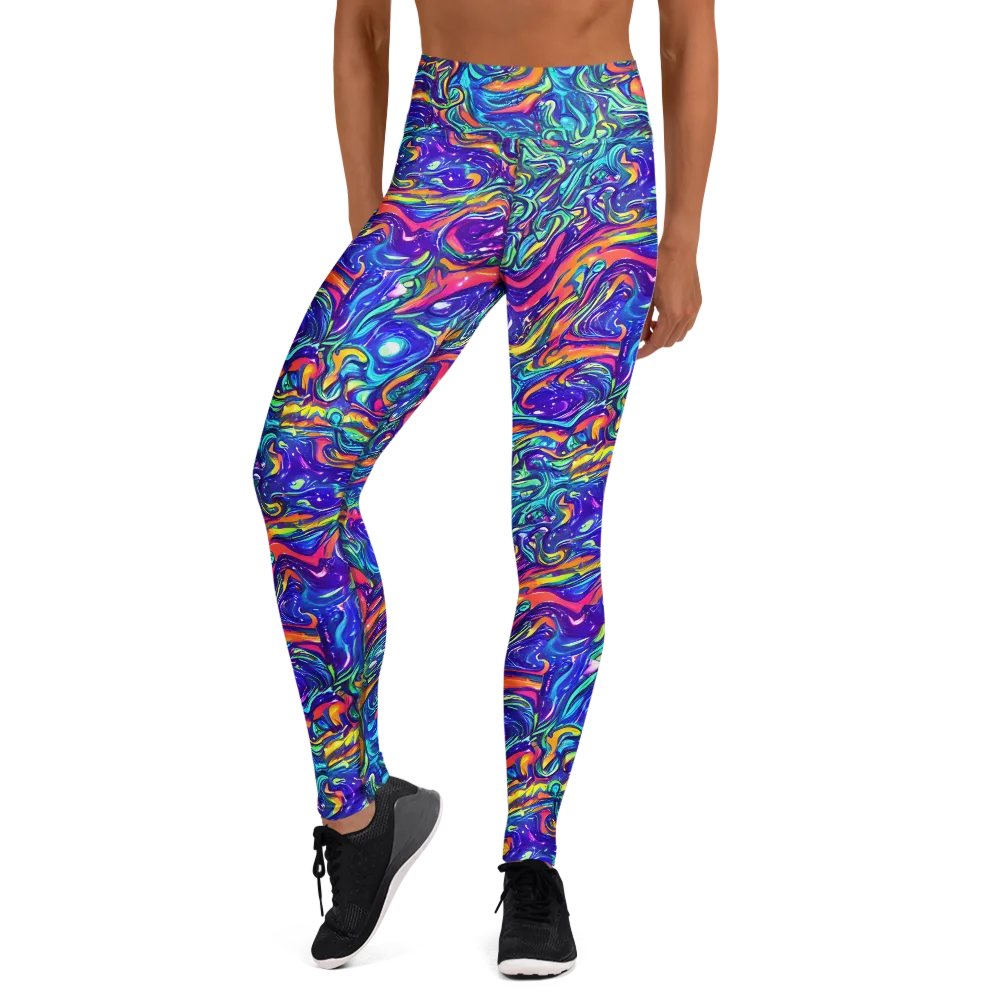 Plasma Paisley on Yoga Leggings — Front