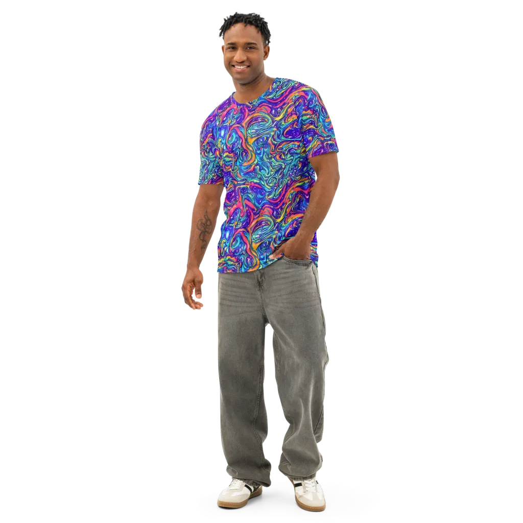 Plasma Paisley on Men's Cotton Crew Neck T-Shirt — Front