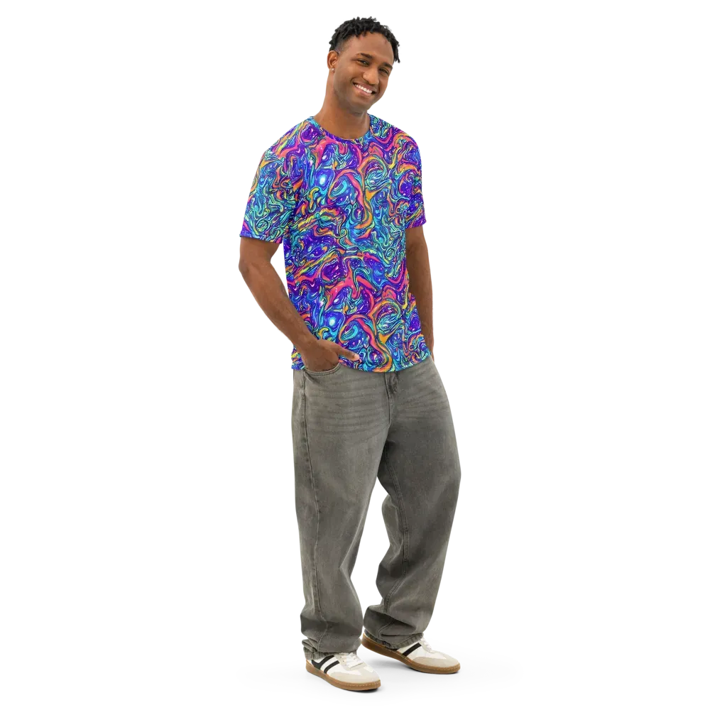 Plasma Paisley on Men's Cotton Crew Neck T-Shirt — Right Front
